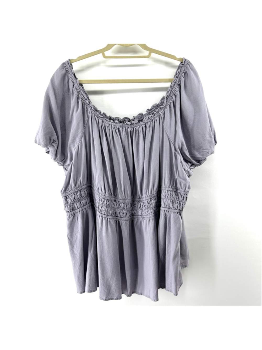 TORRID Lavender WOMENS Plus Size 5X Square Neck Peplum BOHO PEASANT TOP Purple - Picture 3 of 10